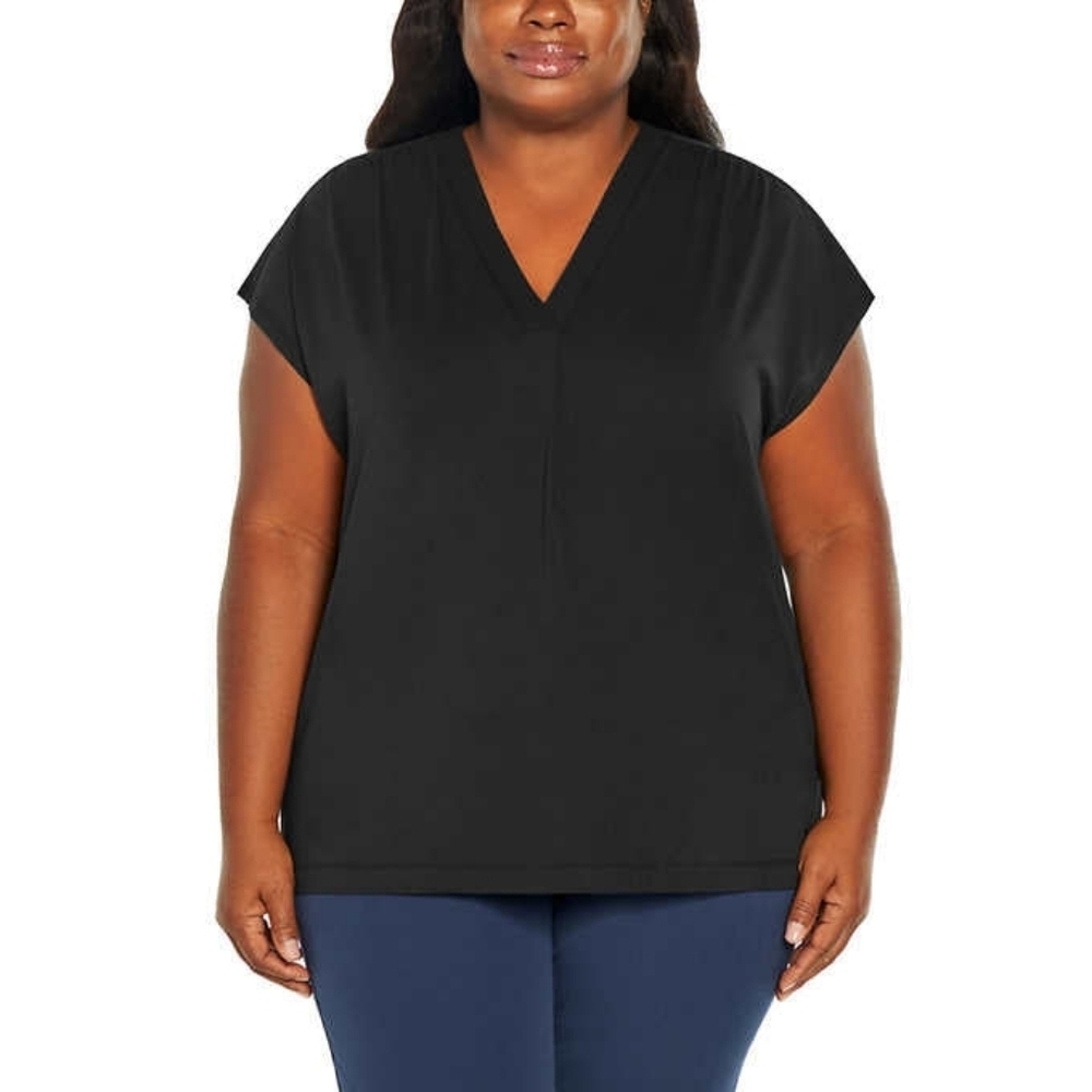 Banana Republic Black V-Neck Short Sleeve Tee, Size XL